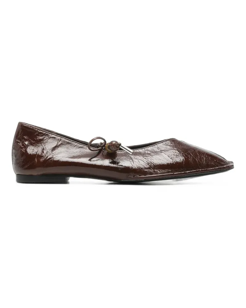 Alohas Sway bead-embellished leather ballet flats - Braun Braun