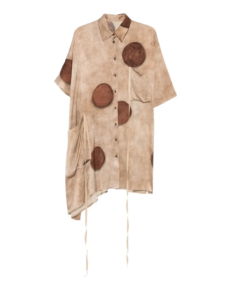 Uma Wang Thetis dot-print tie-detail top - Nude Nude