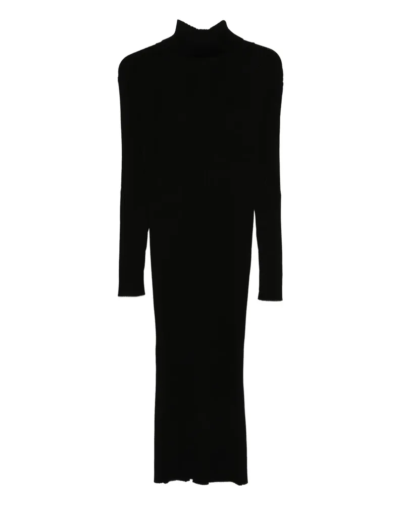 P.A.R.O.S.H. Geripptes Rilla Rollkragenkleid - Schwarz Schwarz