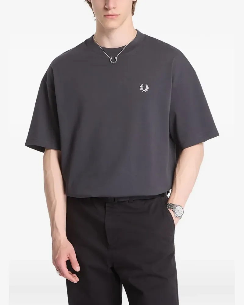 Fred Perry Besticktes T-Shirt mit Lorbeerkranzmotiv - Grau Grau