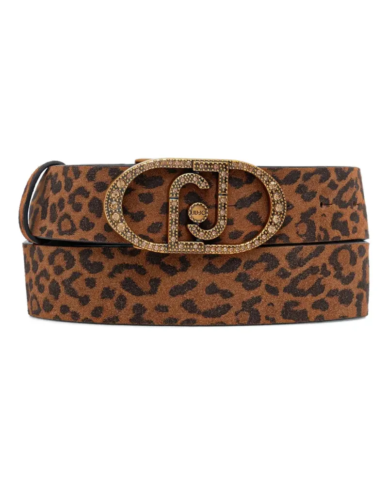 Liu Jo leopard-pattern logo-embellished belt - Braun Braun