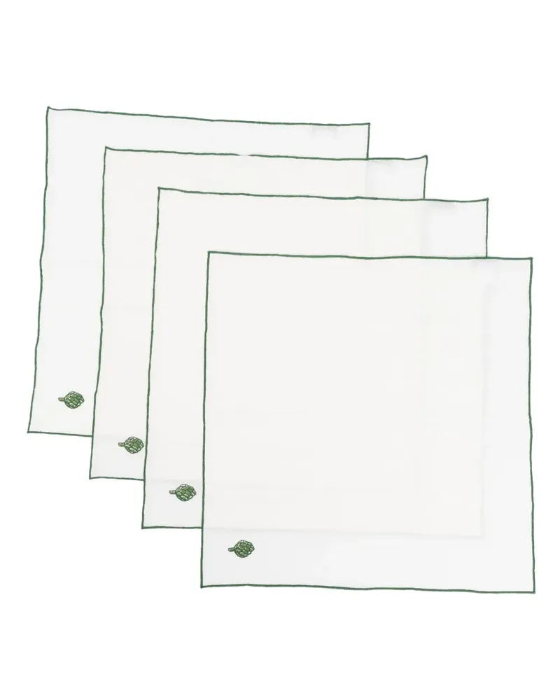 The Conran Shop Servietten mit Artischocken-Stickerei (4er-Set) - Weiß Weiß