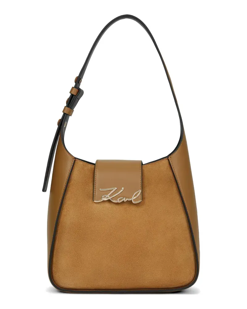 Karl Lagerfeld K/Signature suede shoulder bag - Nude Nude