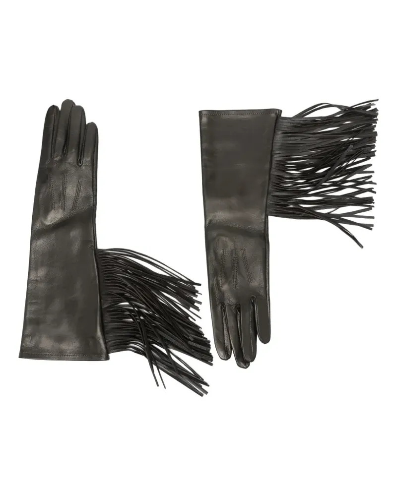 D.EXTERIOR Handschuhe mit Fransen - Schwarz Schwarz