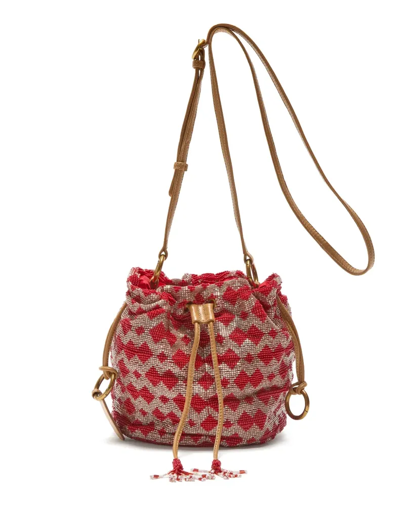 Maliparmi bead-embellished geometric-pattern bucket bag - Rot Rot