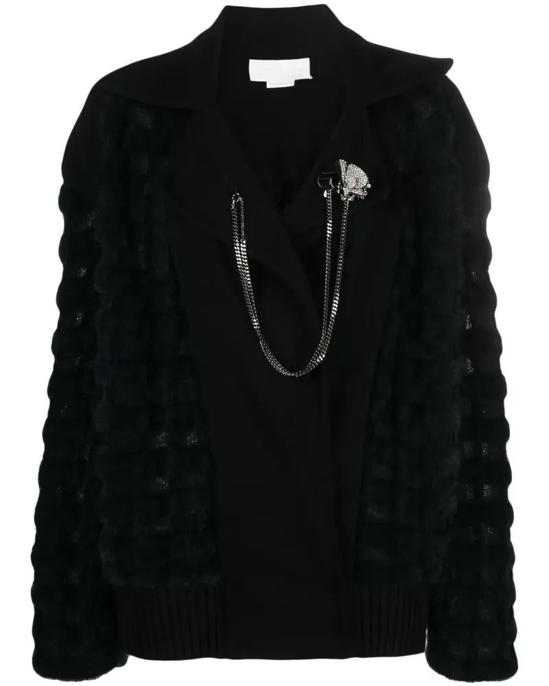 Genny Jeansjacke mit Brosche - Schwarz Schwarz