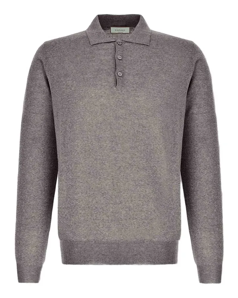 Canali Langärmeliger Pullover mit Polokragen - Nude Nude