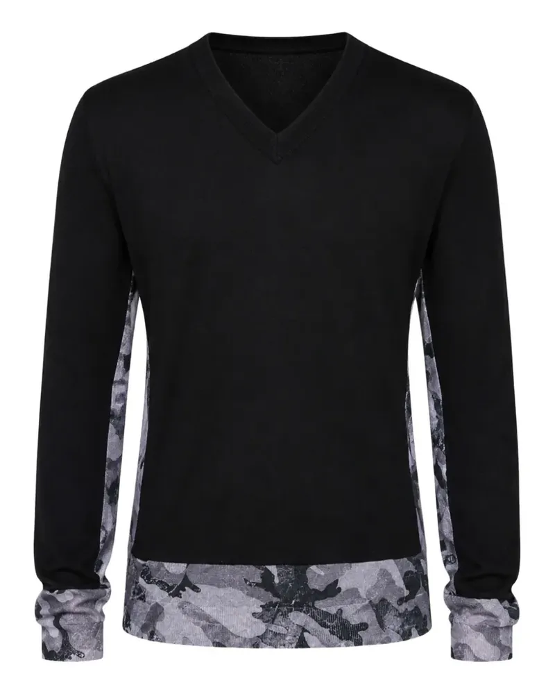 Dolce & Gabbana Pullover mit Camouflage-Einsatz - Schwarz Schwarz