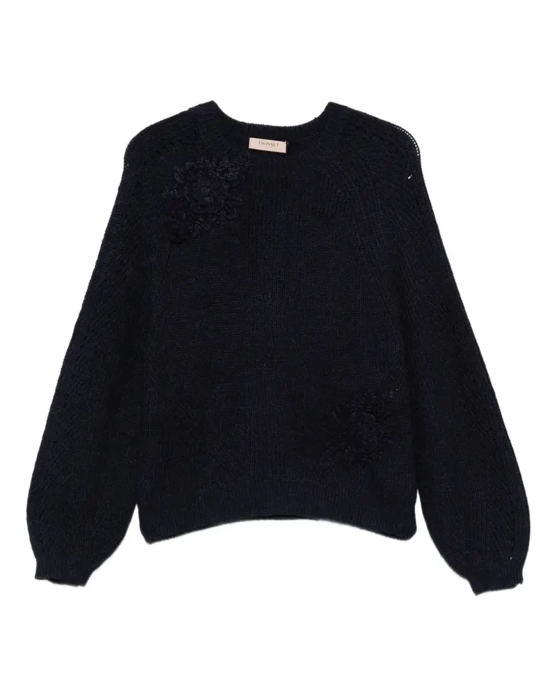 Twin-Set Raglanärmel-Sweatshirt mit Blumenapplikation - Blau Blau