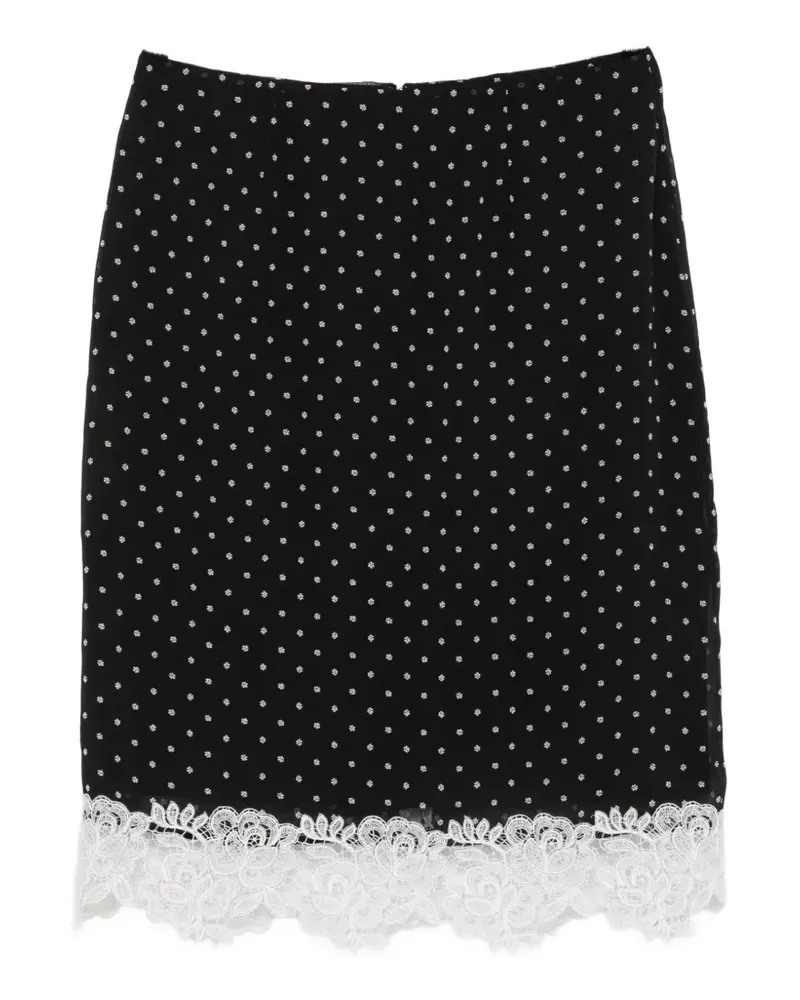ROTATE Birger Christensen polka-dot lace-trim midi skirt - Schwarz Schwarz