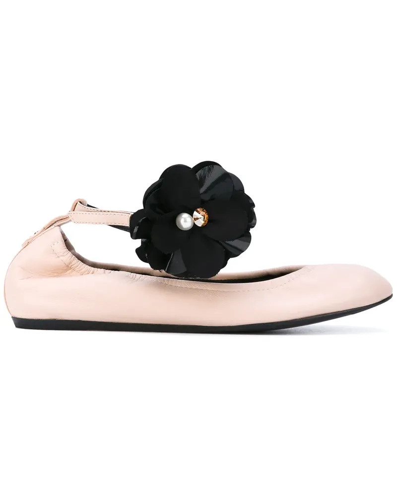 Lanvin Ballerinas mit Knöchelriemen und Blumenverzierung - Rosa Rosa