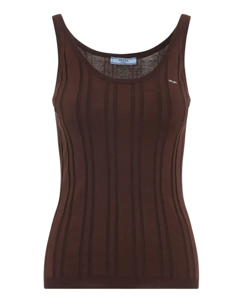 Prada ribbed-knit logo top - Braun Braun