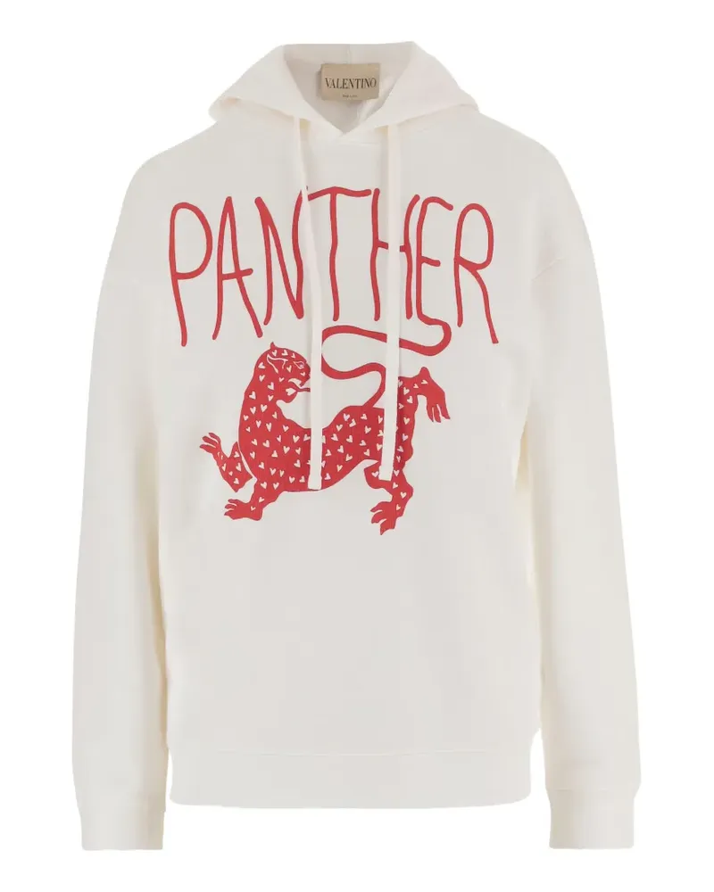 Valentino Garavani drawstring panther-print sweatshirt - Weiß Weiß