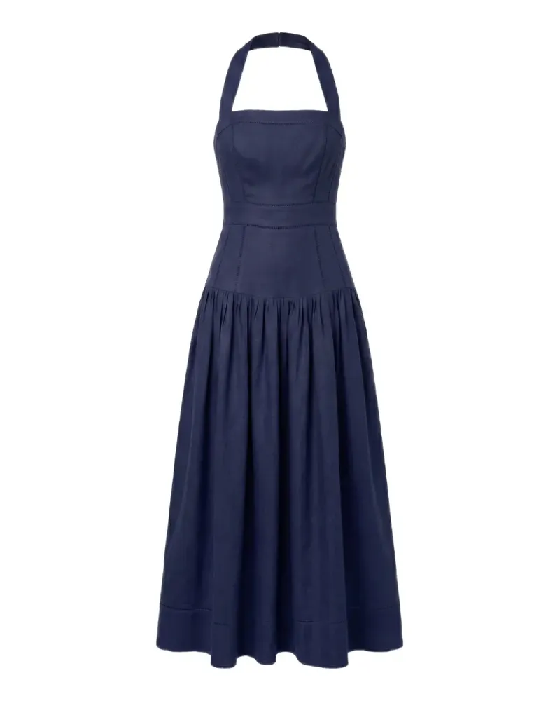 NICHOLAS Vivianne halter-neck gathered midi dress - Blau Blau