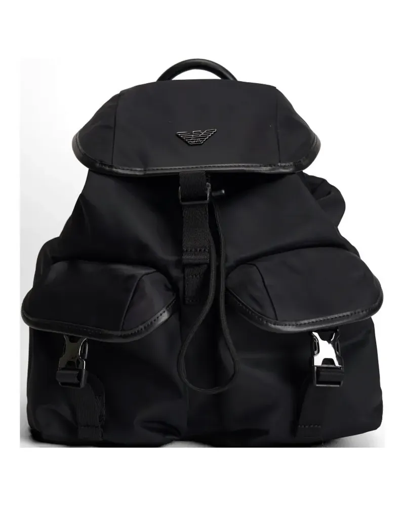 Emporio Armani flap buckle backpack - Schwarz Schwarz