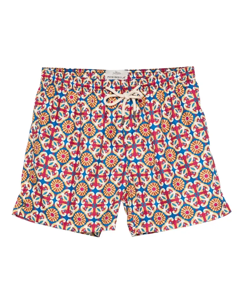 PENINSULA Badeshorts mit geometrischem Muster - Blau Blau