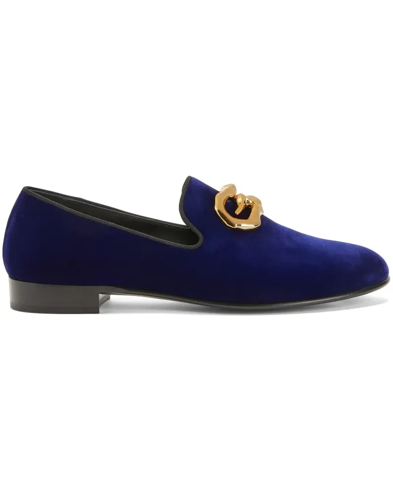 Giuseppe Zanotti Leopoldino Loafer aus Samt - Blau Blau