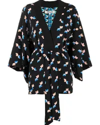 Diane von Furstenberg Seiden-Kimono mit grafischem Print Blau