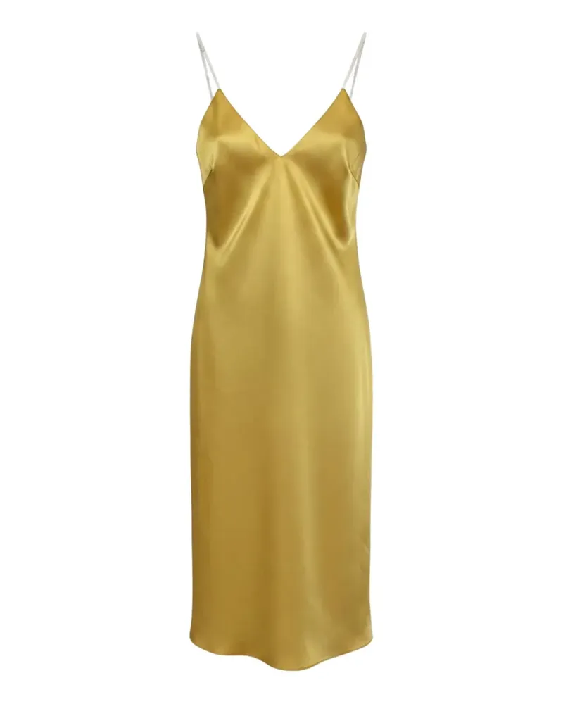 Black Label V-neck diagonal-cut midi dress - Gelb Gelb