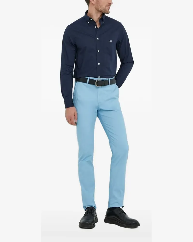 Gant Hemd mit Logo-Stickerei - Blau Blau