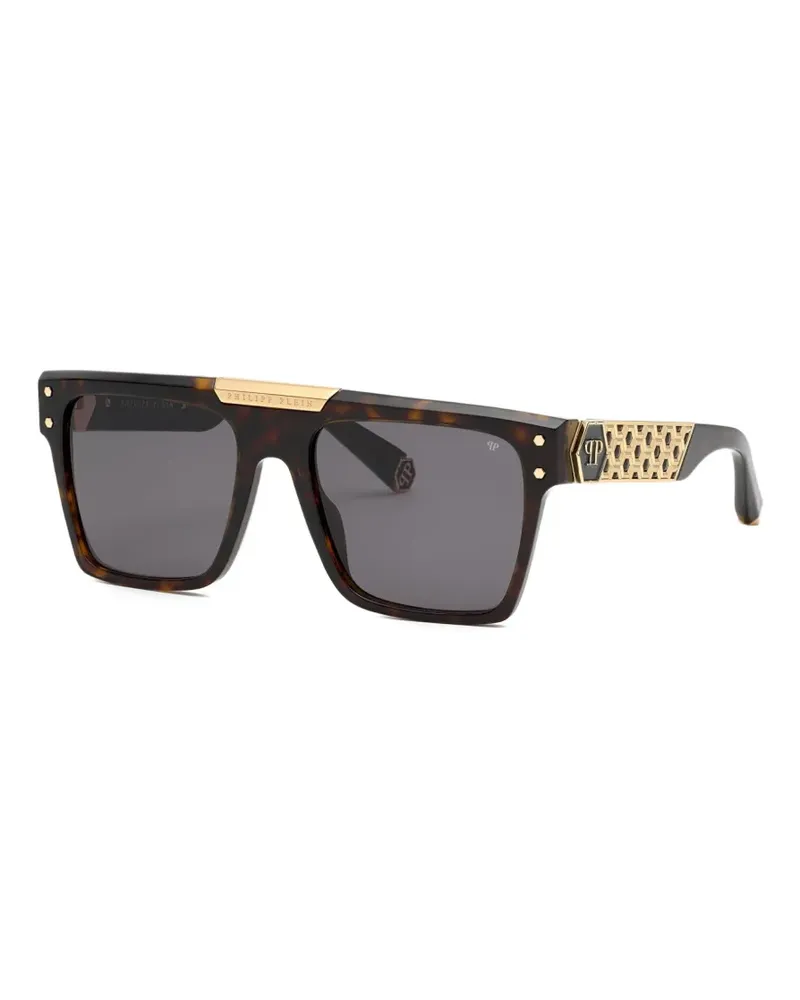 Philipp Plein tortoiseshell-effect square-frame sunglasses - Braun Braun