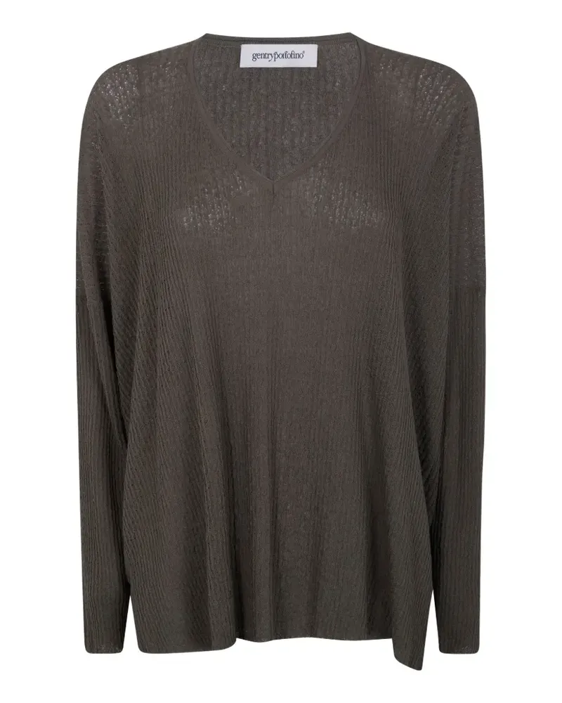 Gentry Portofino V-neck knitted top - Grau Grau