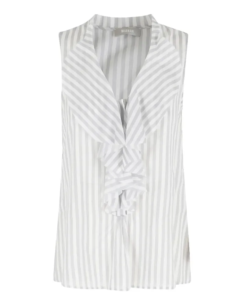 KILTIE stripe-pattern ruffled top - Weiß Weiß