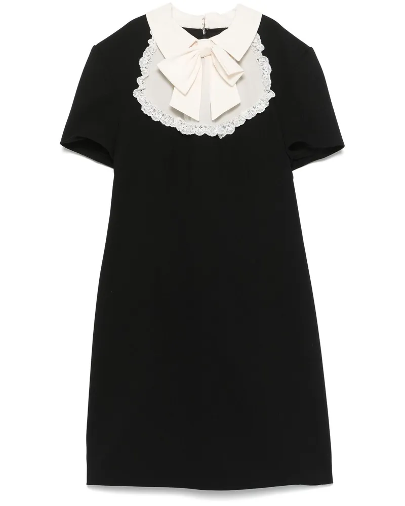 Alessandra Rich Krepp-Minikleid mit Jabot-Kragen - Schwarz Schwarz