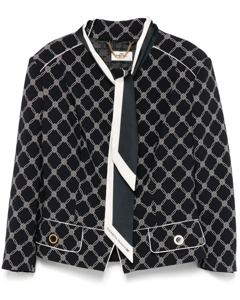 Elisabetta Franchi Kreppjacke mit Print - Schwarz Schwarz