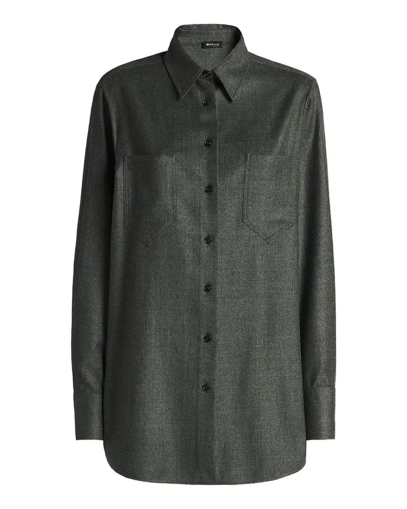 Kiton Hemd mit aufgesetzter Tasche - Grau Grau