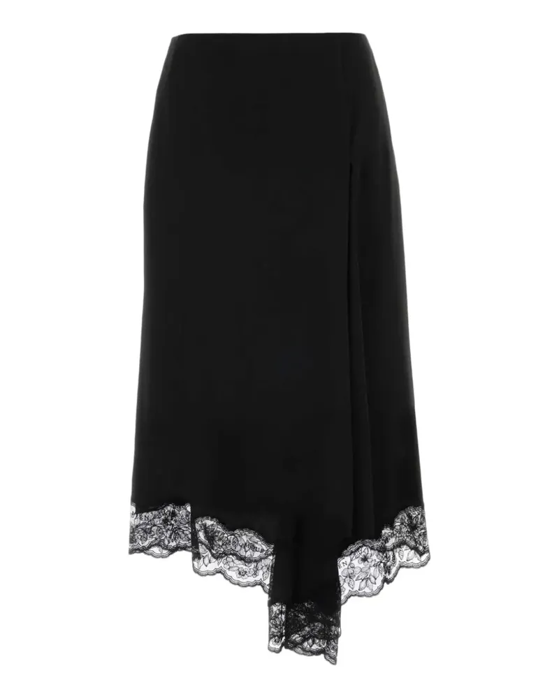 Alexander McQueen lace-trim asymmetric midi skirt - Schwarz Schwarz
