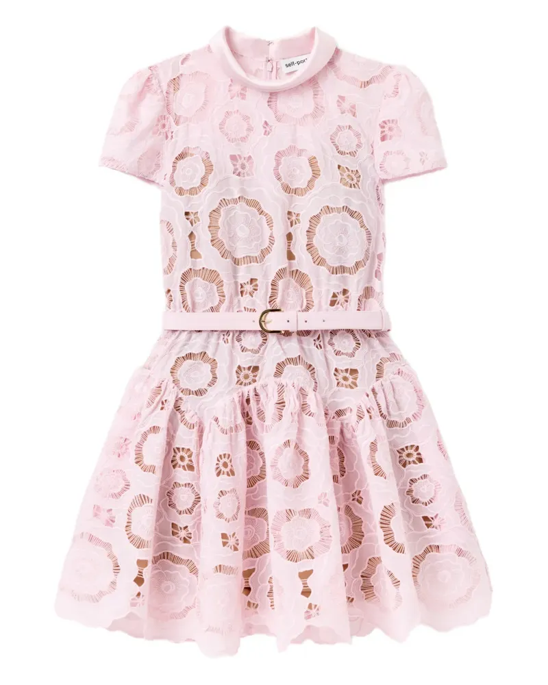 Self-Portrait Minikleid aus Blumenspitze - Rosa Rosa