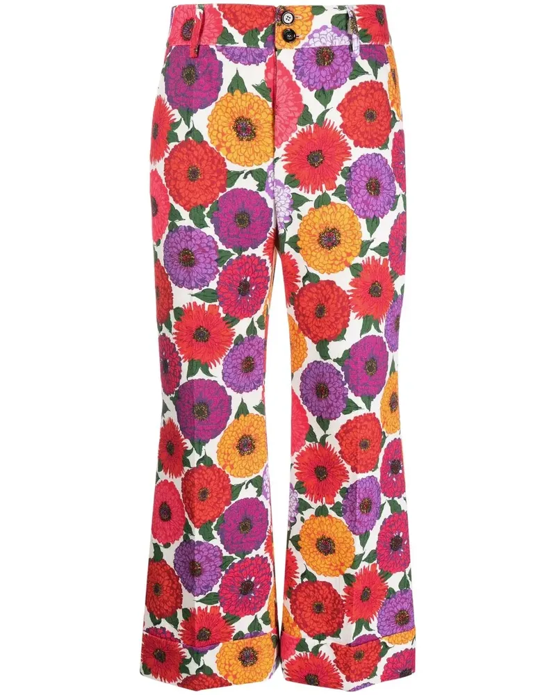 La DoubleJ Cropped-Hose mit Hendrix-Print - Rot Rot