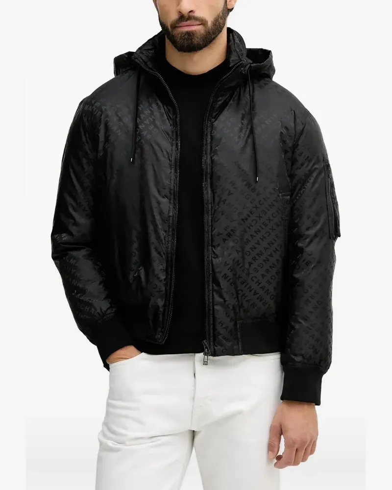 Armani Exchange logo-print padded jacket - Schwarz Schwarz