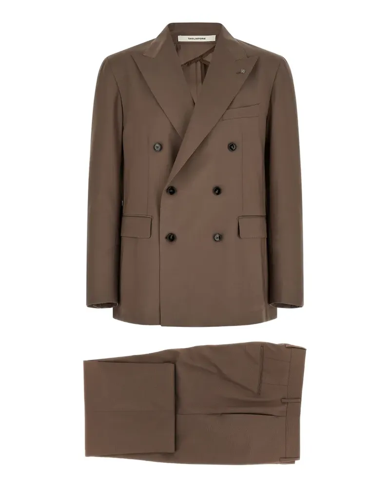 Tagliatore Doppelreihiger Anzug mit Brosche - Braun Braun