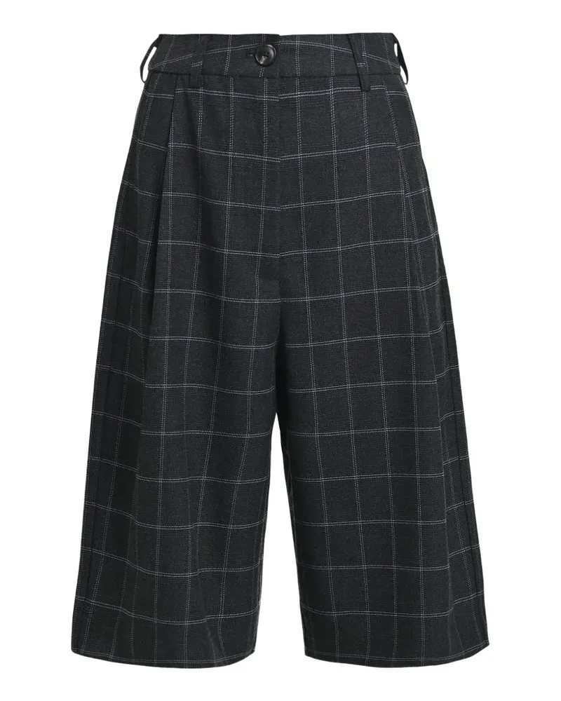 Essentiel Karierte Kreme Shorts - Grau Grau