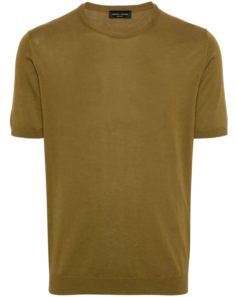 Roberto Collina Gerippter Pullover mit kurzen Ärmeln - Grün Grün