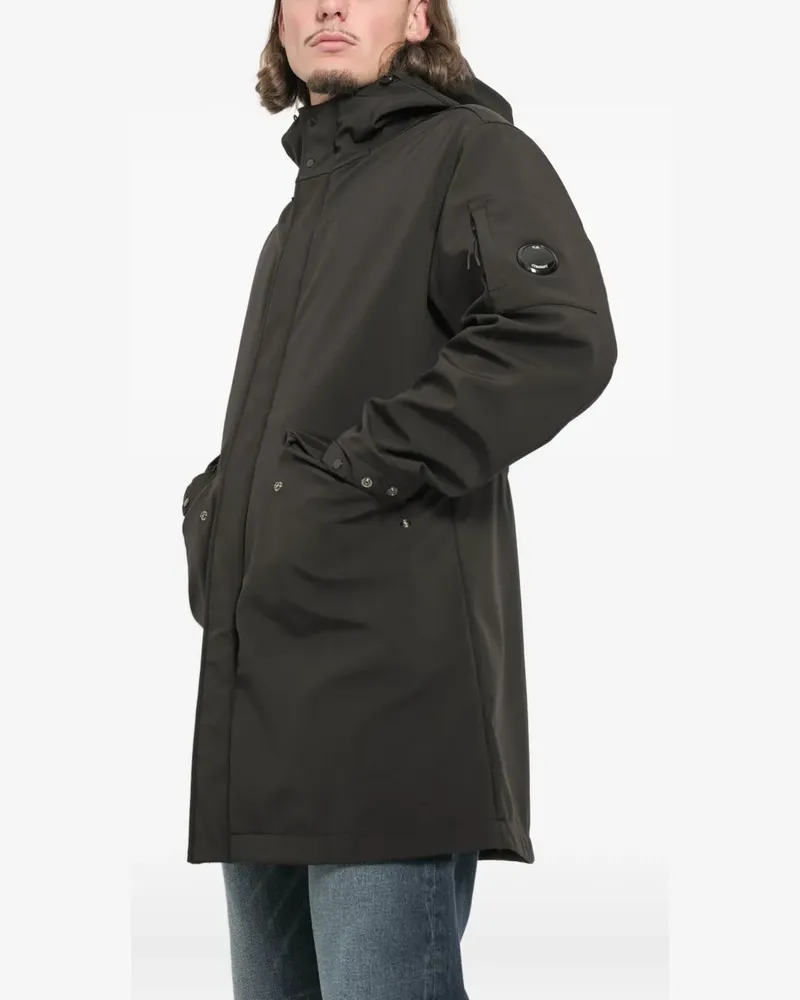 C.P. Company Langer Kapuzenmantel - Schwarz Schwarz