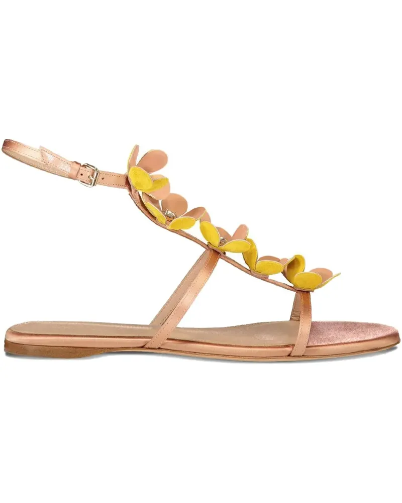Giambattista Valli flower-embellished flat sandals - Nude Nude