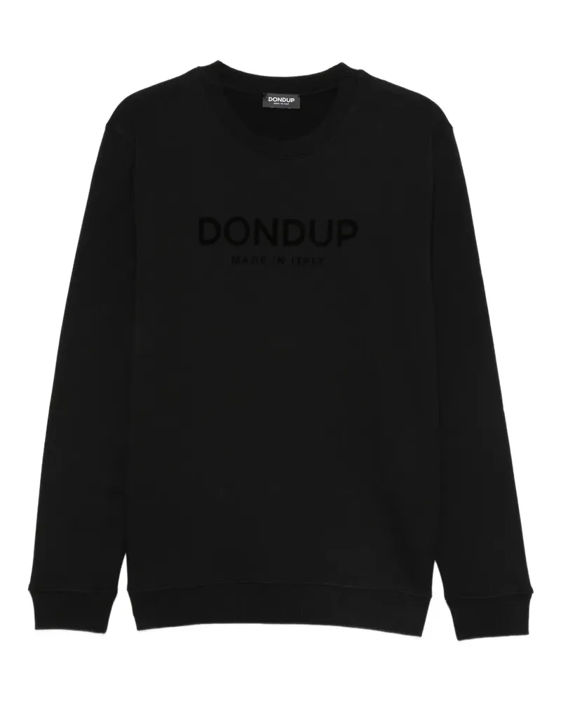 Dondup Sweatshirt mit geflocktem Logo - Schwarz Schwarz