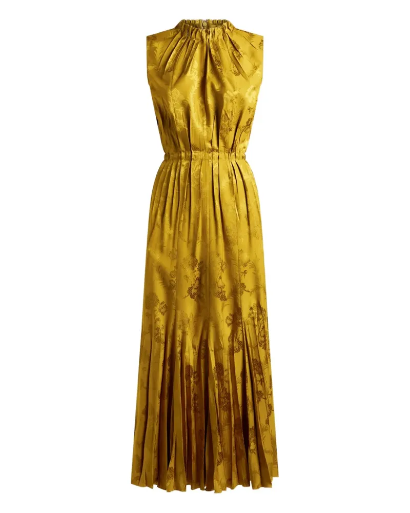 Etro Faltenkleid aus Blatt-Jacquard - Gelb Gelb