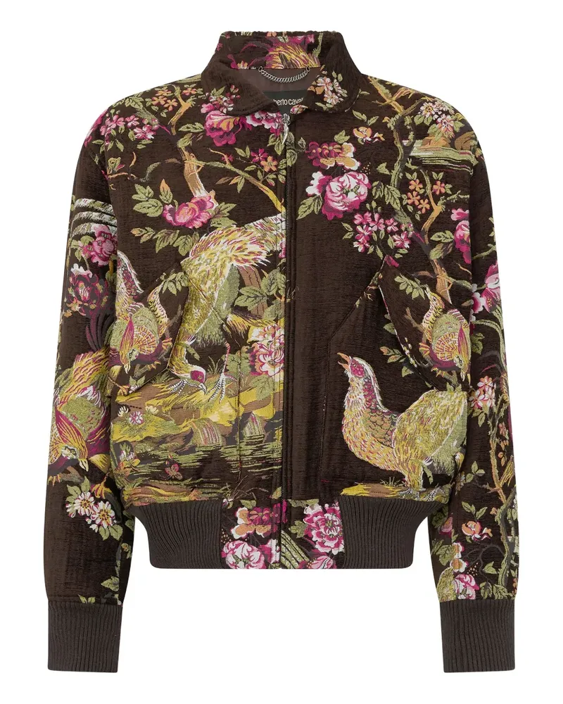 Roberto Cavalli Bomberjacke mit Vogelblumen - Braun Braun