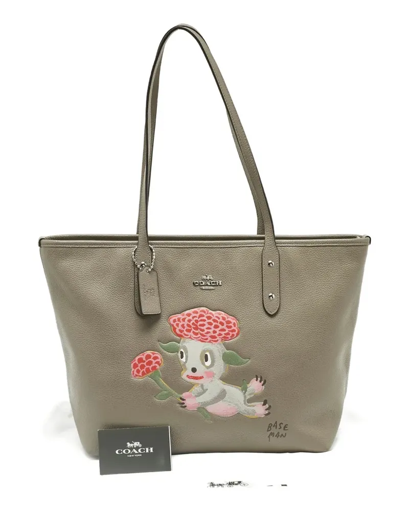 Coach leather illustration tote bag - Grau Grau
