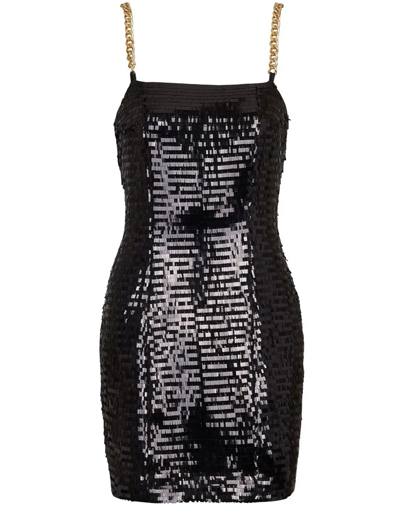 Balmain Minikleid mit Pailletten - Schwarz Schwarz