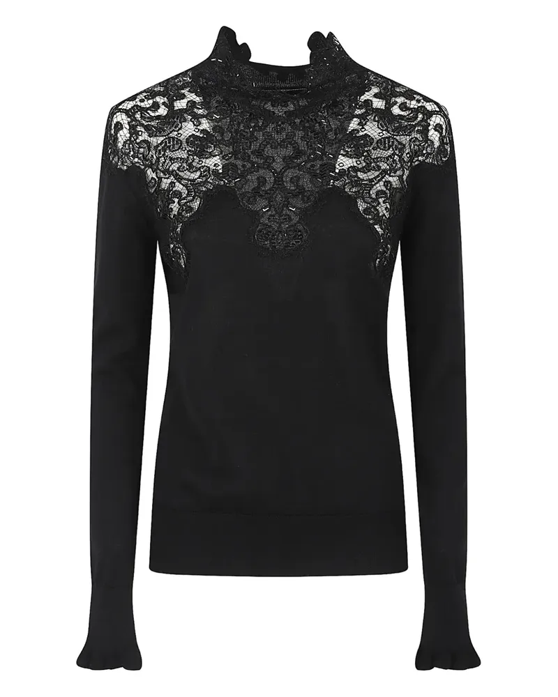 Ermanno Scervino Top aus Spitze mit Perlen - Schwarz Schwarz