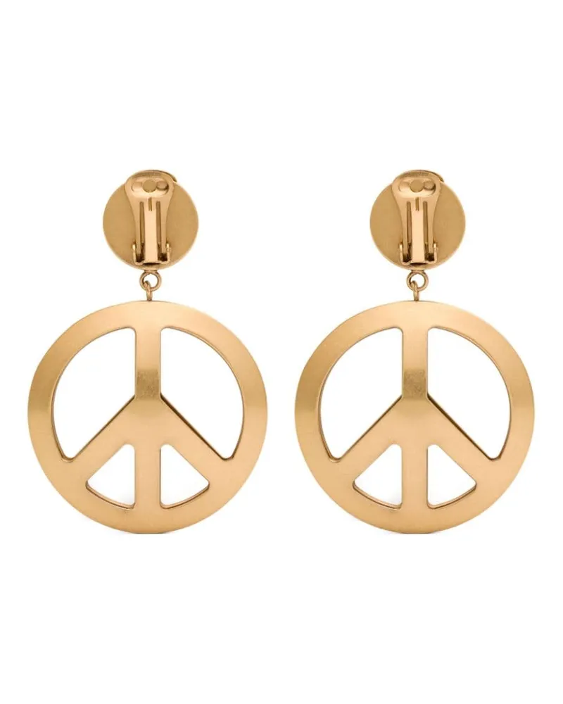 Moschino Ohrclips mit Friedenszeichen - Gold Gold