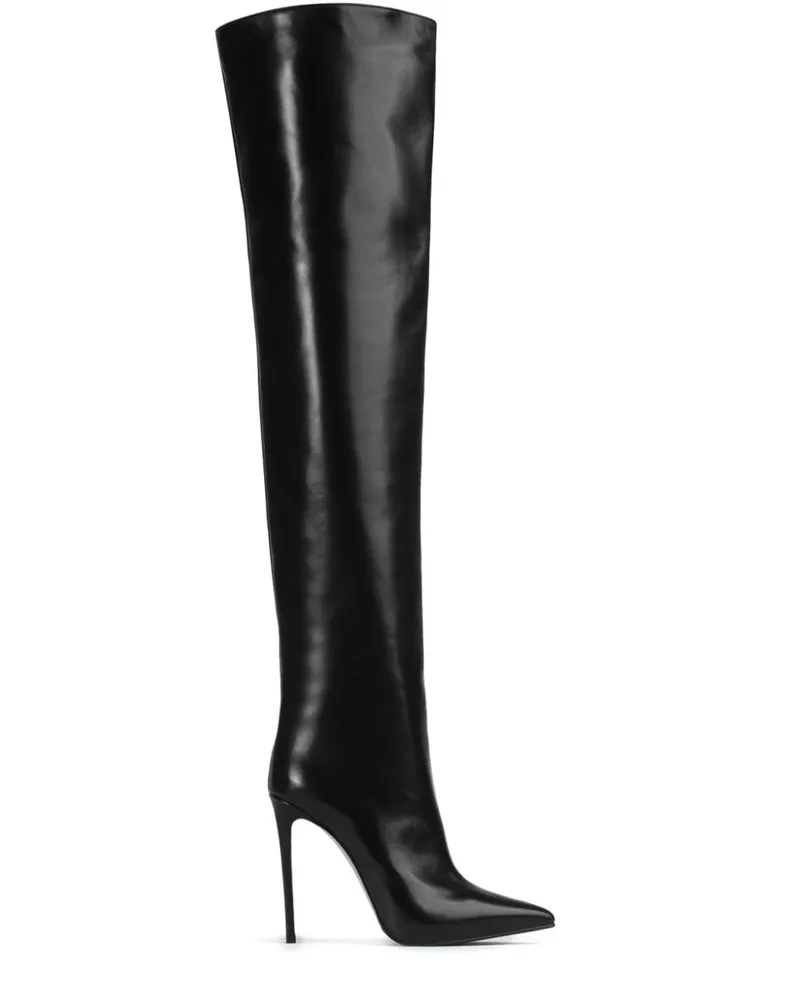 Le Silla Eva Overknee-Stiefel aus Leder 120mm - Schwarz Schwarz