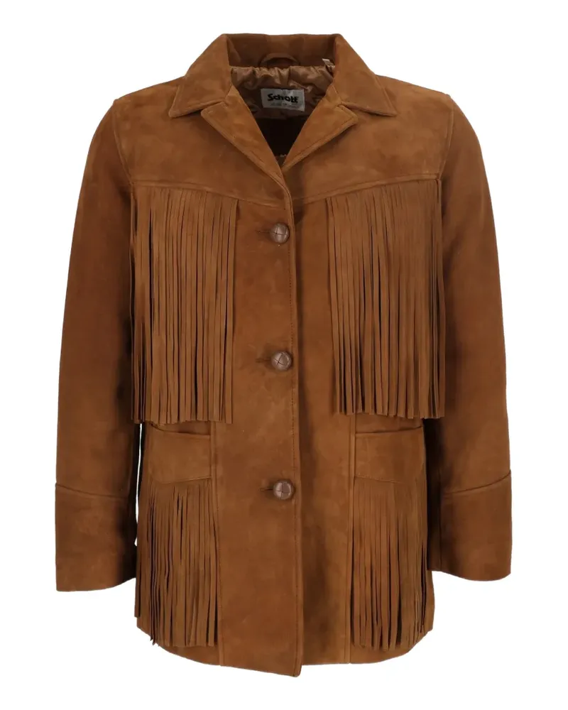 Schott N.Y.C fringe-trimmed suede jacket - Braun Braun