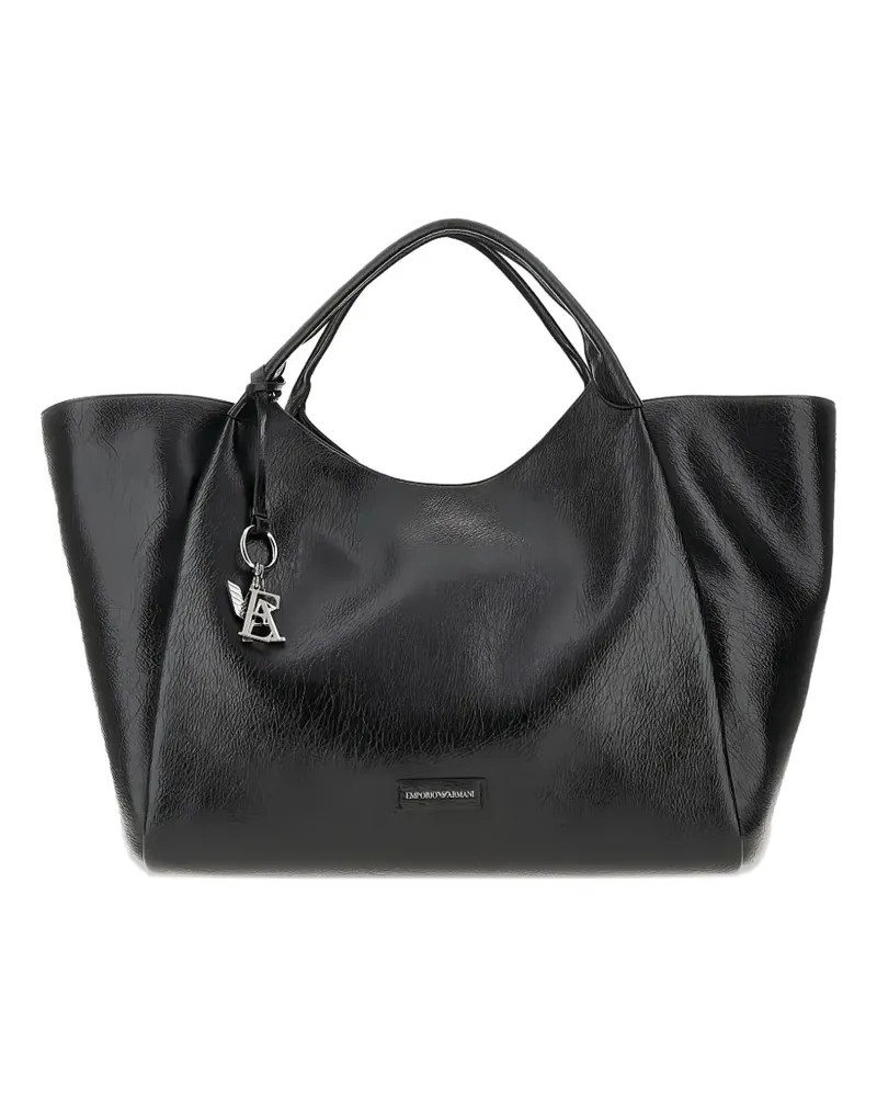 Emporio Armani Große Schultertasche mit Anhängerdetail - Schwarz Schwarz