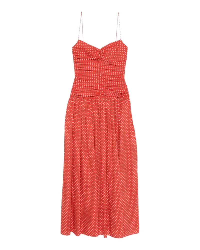 Matteau gathered polka dot midi dress - Rot Rot